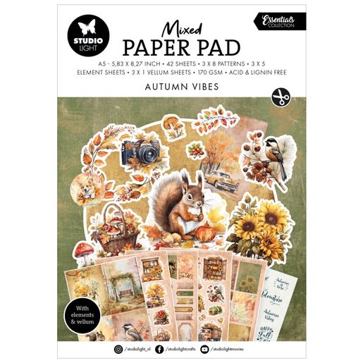 Kreativní blok Studio Light Mixed Paper Pad, A5, 42 l. - Podzimní nálada