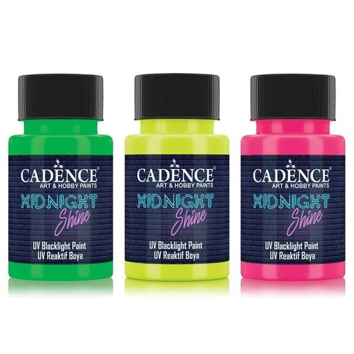 Svíticí UV barva na textil Cadence Midnight Shine, 50 ml - VYBERTE ODSTÍN