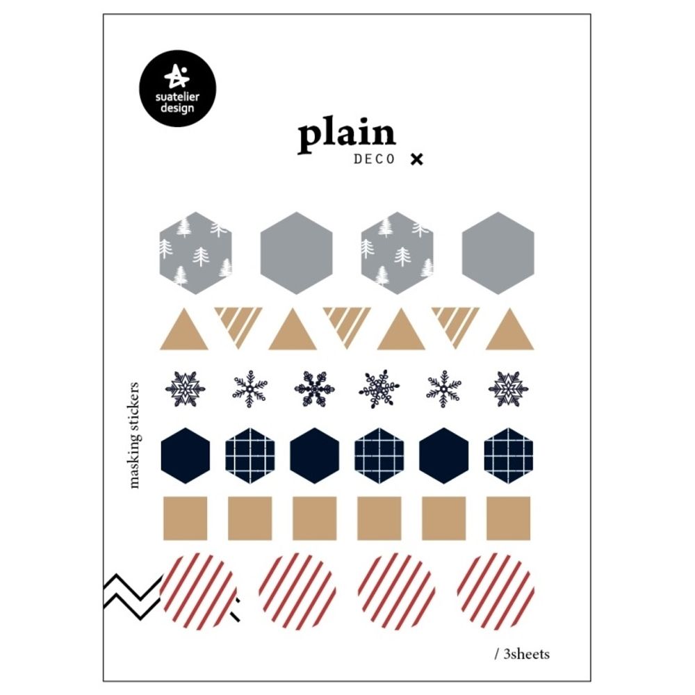 Suatelier Samolepky Suatelier "Plain. 13", 3 archy - Vzorované tvary zimní