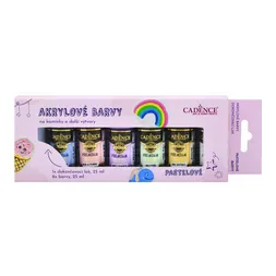 Akrylové barvy Cadence, 25 ml, sada 6 ks a akrylový lak - pastelové
