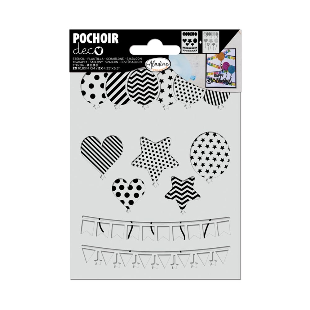 Plastová šablona Pochoir Textile Balónky a vlaječky Aladine