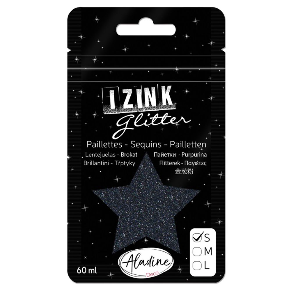 Třpytky Aladine Izink Glitter 60 ml vel. S - noir 2 černá 2 Aladine