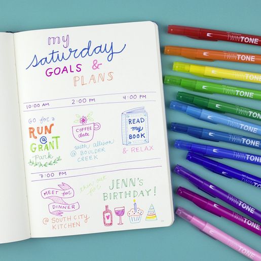 Sada oboustranných fixů Tombow TwinTone - 12 ks, zářivé barvy