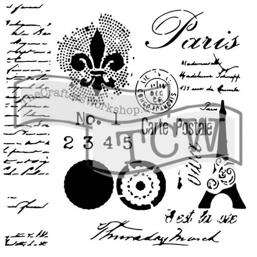 Šablona TCW 6"x6", Carte postale Paris, mini