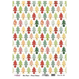 Rýžový papír Cadence, A4 - Barevné vánoční stromky