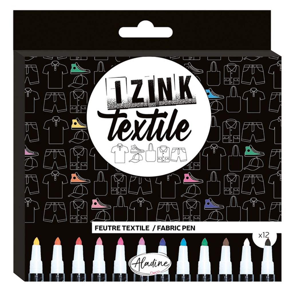 Fixy na textil Aladine Izink Textile, 12 ks - základní barvy
