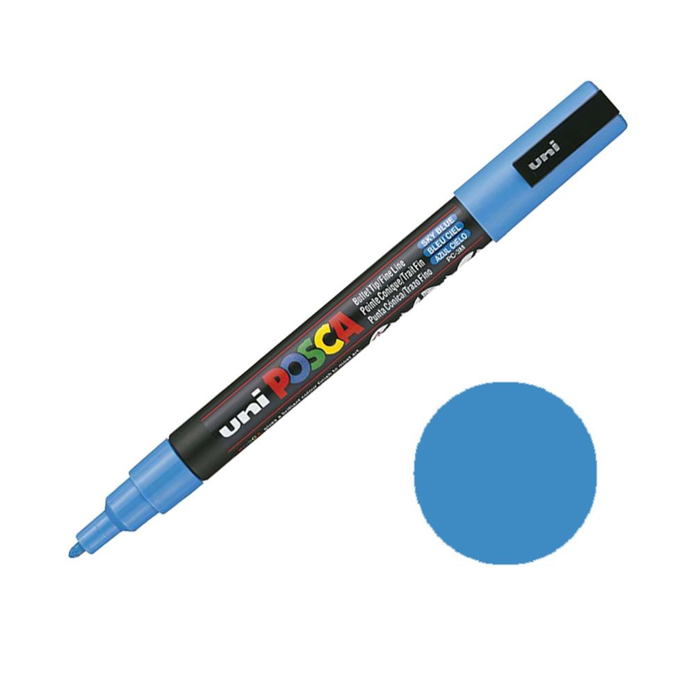 Levně Posca Akrylový fix Posca PC-3M - VYBERTE ODSTÍN - Akrylový fix Posca PC-3M - nebesky modrý