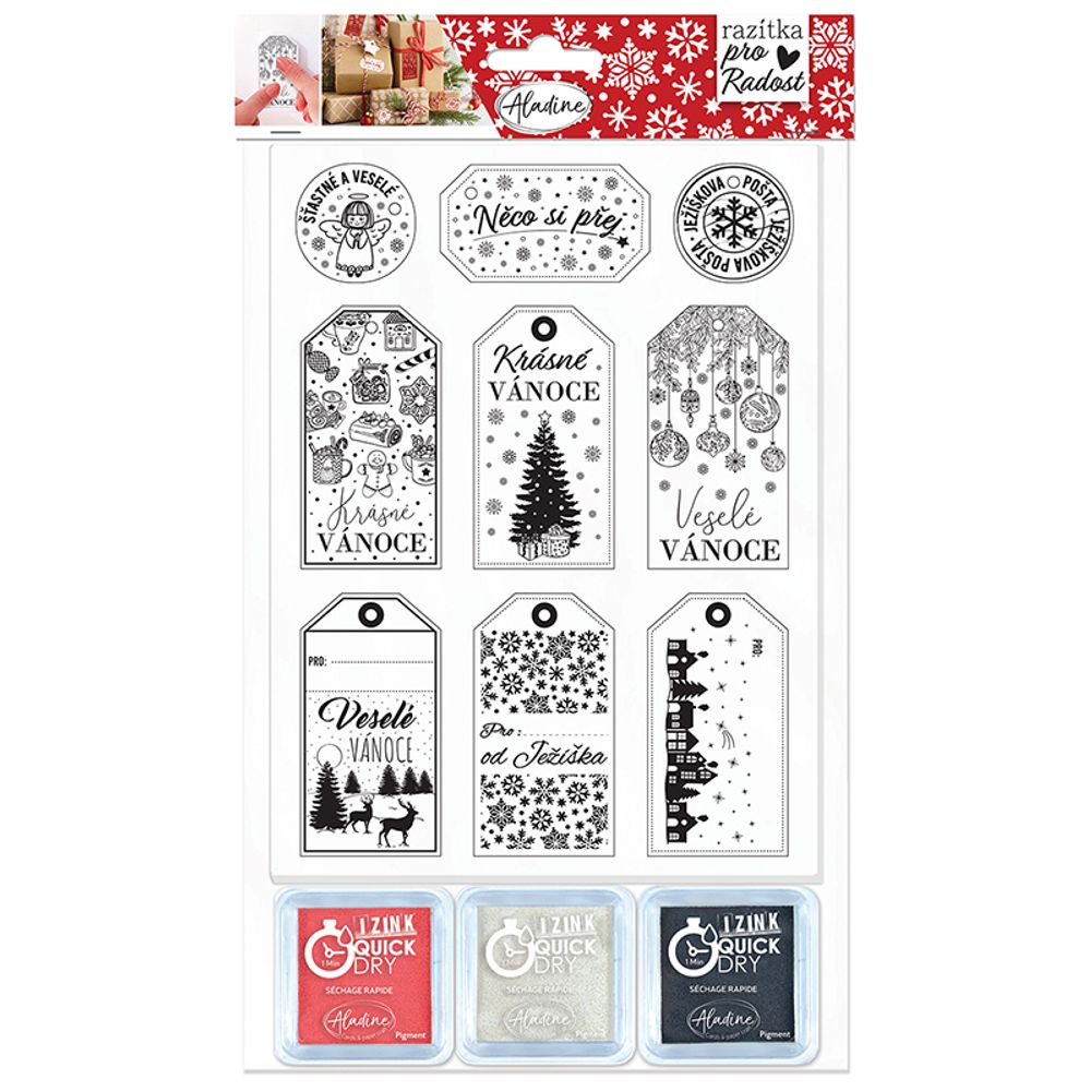 Aladine Razítka Aladine Stamp with Love, 9 ks - Vánoční visačky
