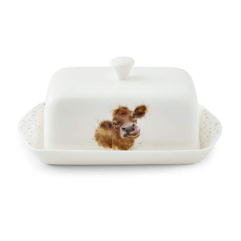 Royal Worcester Porcelánová máslenka Wrendale Designs "Mooo", 8x18,3x11,5 cm - Kráva