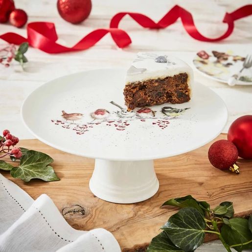 Vánoční porcelánový podnos na dorty a cukroví Wrendale Designs, 25x11 cm - Ptáčci