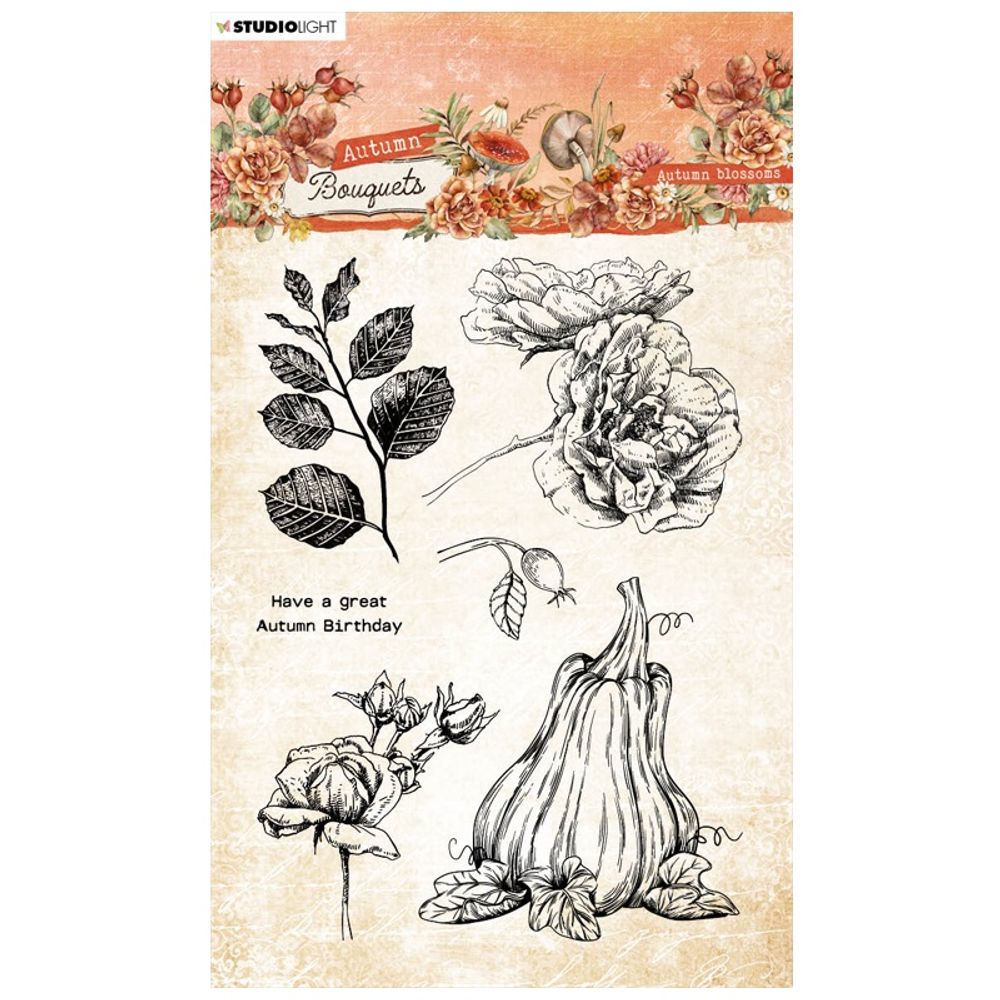 Levně Studio Light Gelová razítka Studio Light "Autumn Bouquets", 5 ks - Květy podzimu