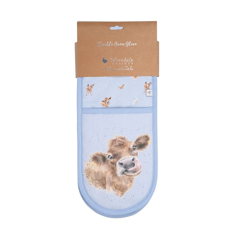 Wrendale Designs Dvojitá kuchyňská chňapka Wrendale Designs "Farmyard Friends" - Krávy