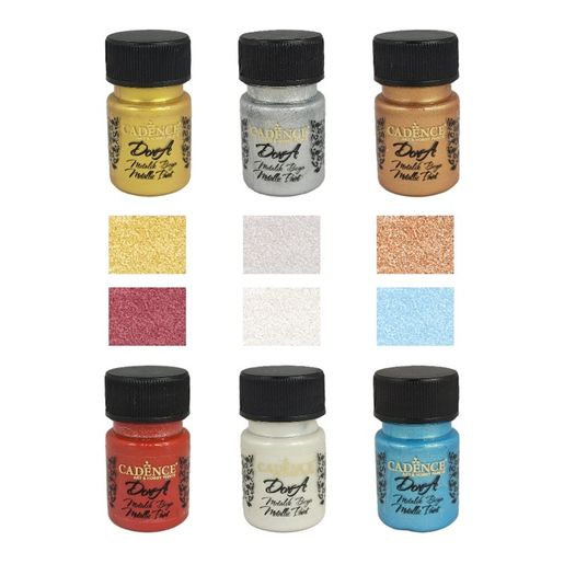 Akrylové barvy Cadence, sada 6 ks, 30 ml - metalické