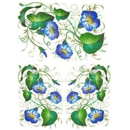 Rýžový papír Cadence, A4 - Modré květinky