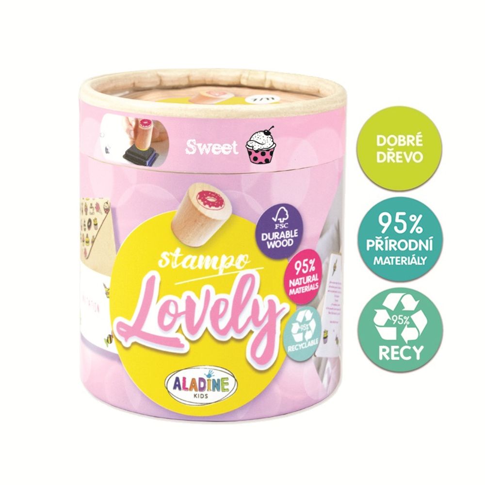 Levně Aladine Dřevěná razítka Aladine Stampo Lovely, 15 ks - Dortíky