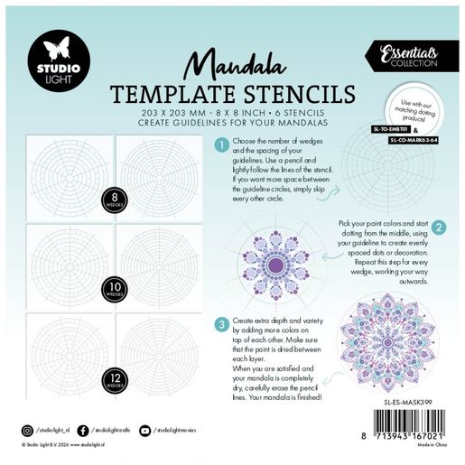 Šablony Studio Light, 6 ks - Předloha na mandaly