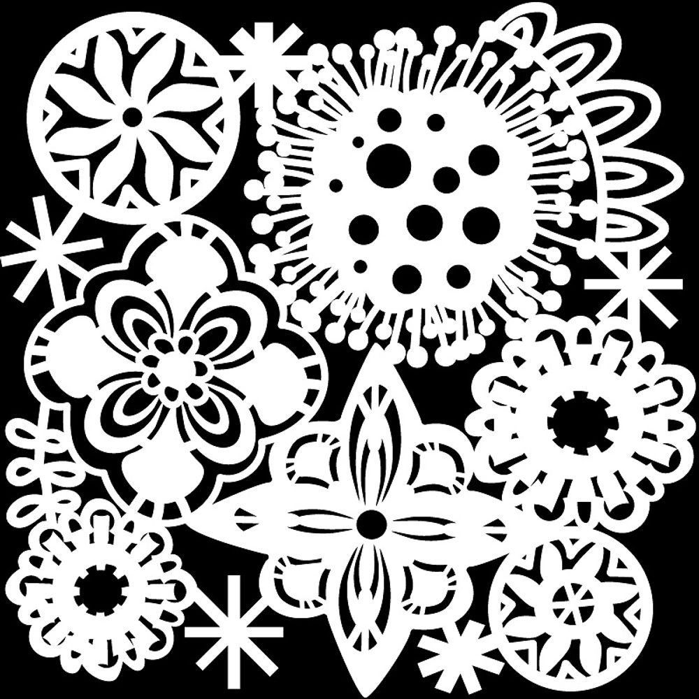 The Crafter´s Workshop Šablona TCW - Festive Flowers - VYBERTE VELIKOST - Šablona TCW 12"x12" (30,5x30,5 cm) - Festive Flowers