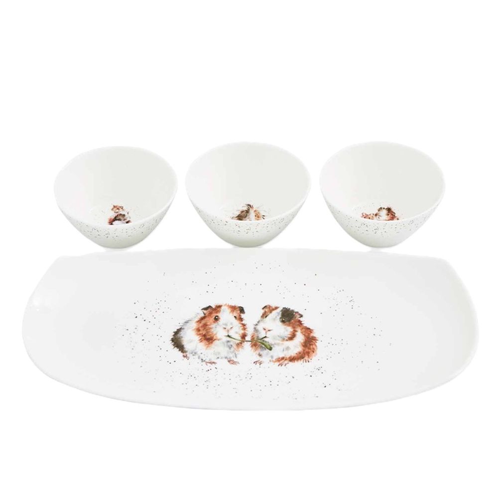 Levně Royal Worcester Porcelánové misky a podnos Wrendale Designs - Morčata