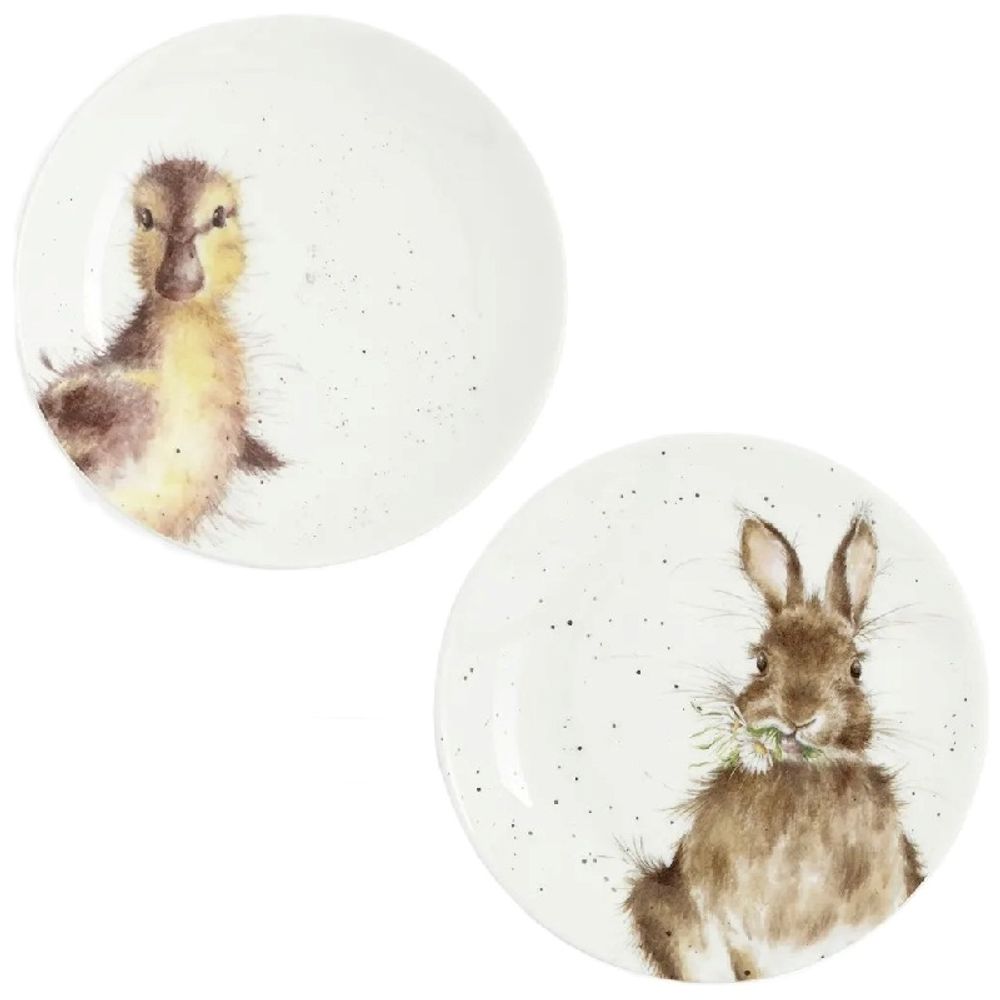 Wrendale Designs Porcelánové dezertní talířky Wrendale Designs, 2 ks - Králík a kachna