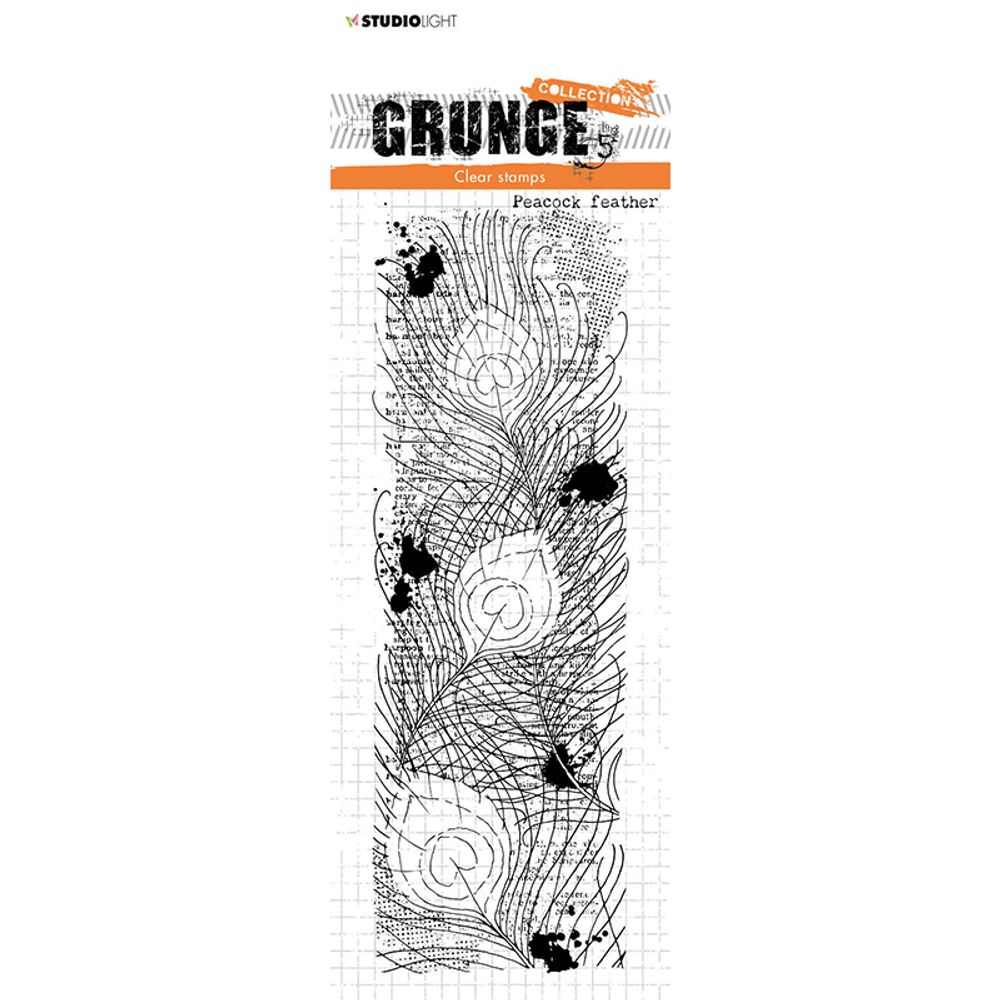 Levně Studio Light Gelové razítko Studio Light "Grunge", 21x7,4 cm - Paví pera