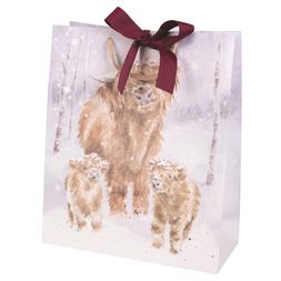 Dárková taška Wrendale Designs "A Highland Christmas", velká - Krávy