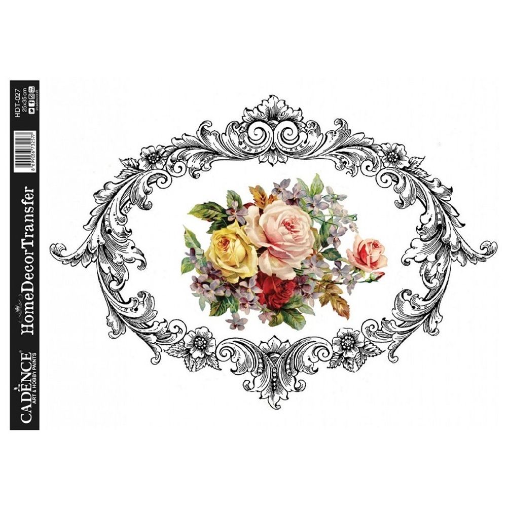 Levně Cadence Transferový obrázek Cadence Home Deco, 25x35 cm - Květina v oválném rámečku