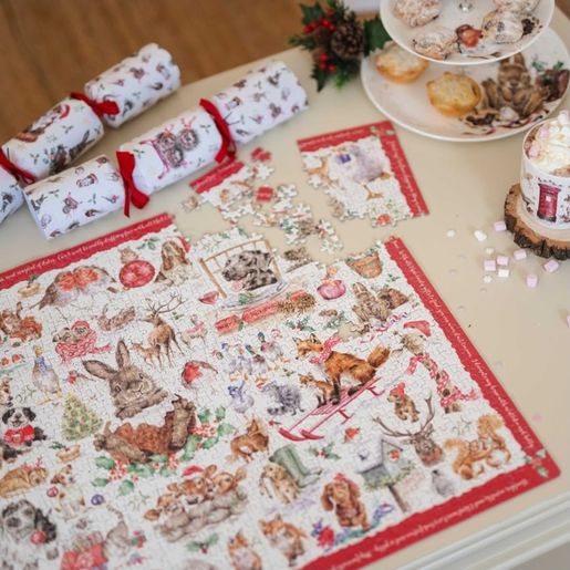 Puzzle Wrendale Designs "Country Set Christmas", 1000 dílků - Vánoční