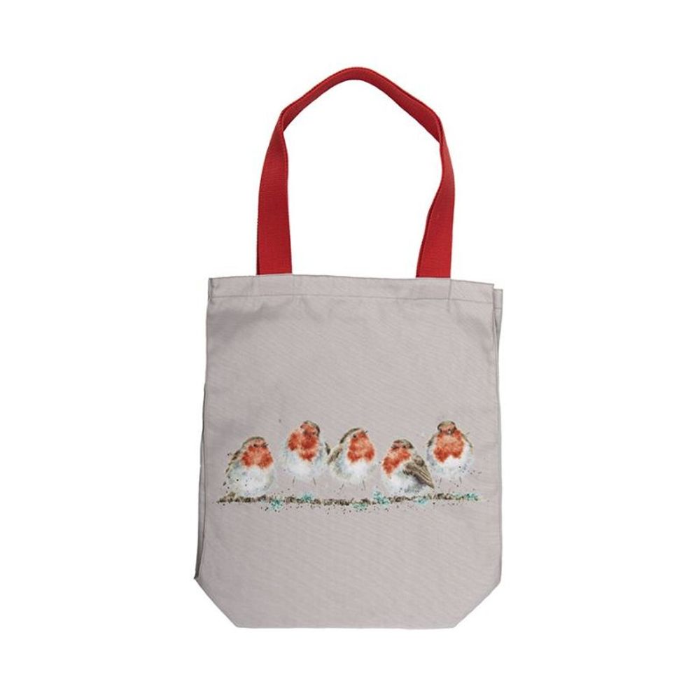 Wrendale Designs Pevná plátěná taška Wrendale Designs "Jolly Robin" - Červenky