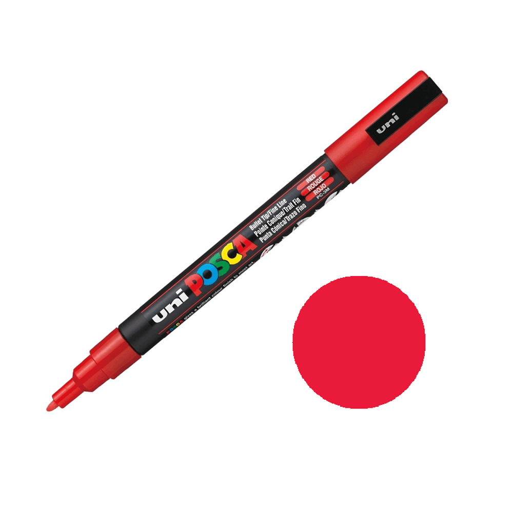 Levně Posca Akrylový fix Posca PC-3M - VYBERTE ODSTÍN - Akrylový fix Posca PC-3M - červený