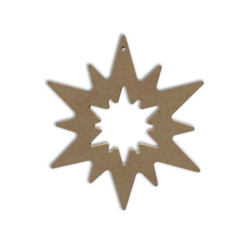 Dřevěný výřez k dekoraci Gomille, závěsný, 15 cm - Zářící hvězda, obrys