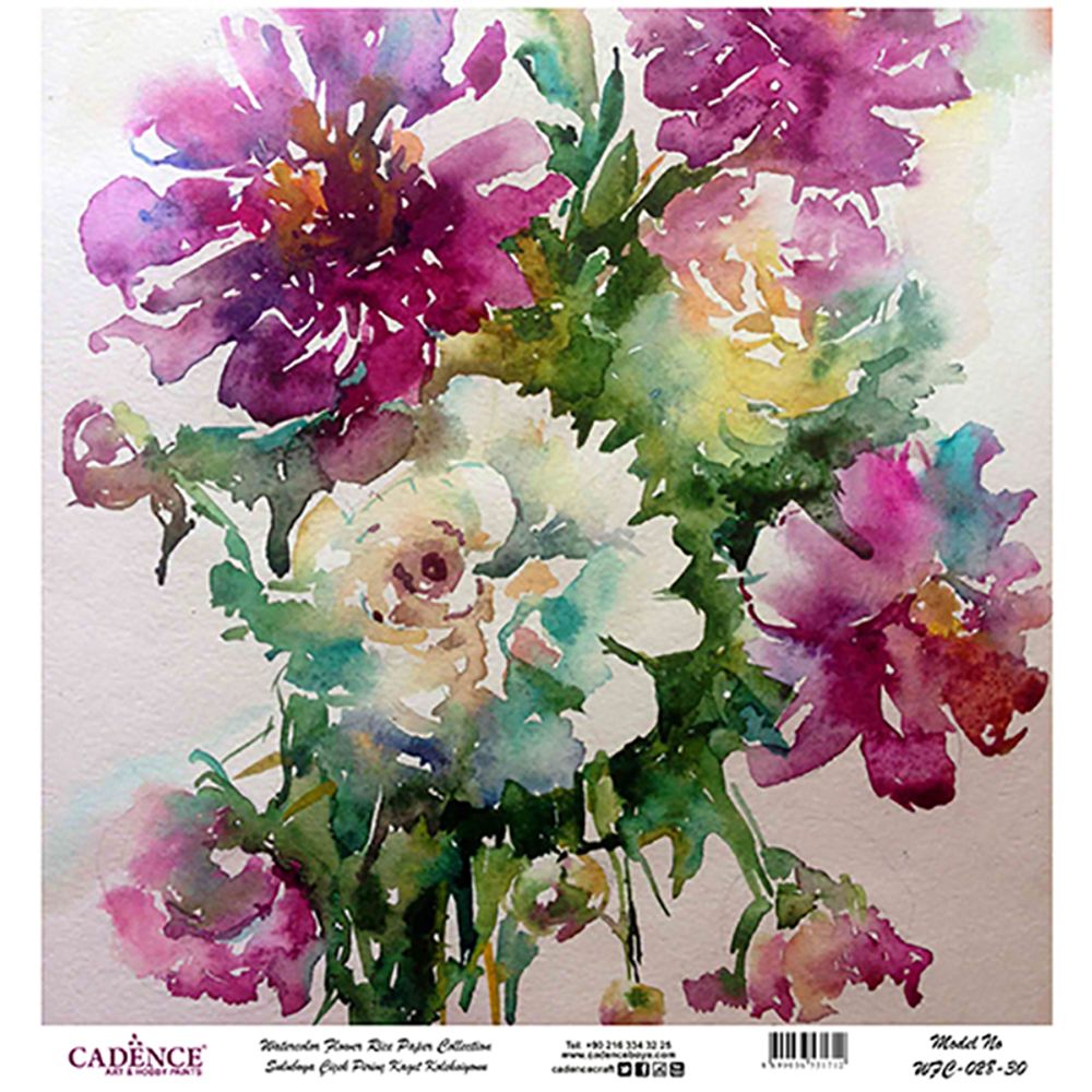 Levně Cadence Rýžový papír Cadence, 30x30 cm - Pivoňky