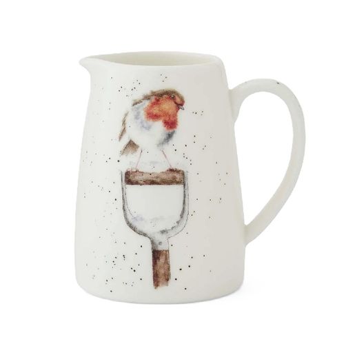 Vánoční porcelánový džbán na květiny Wrendale Designs "Little Red Robin" - Červenka