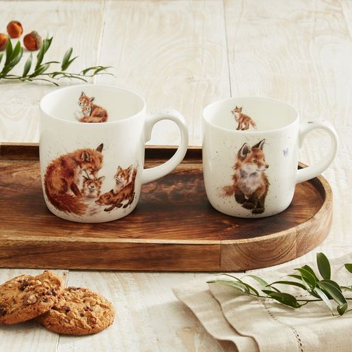 Sada 2 ks porcelánových hrnků Wrendale Designs, 0,31 + 0,4 l - Lišky