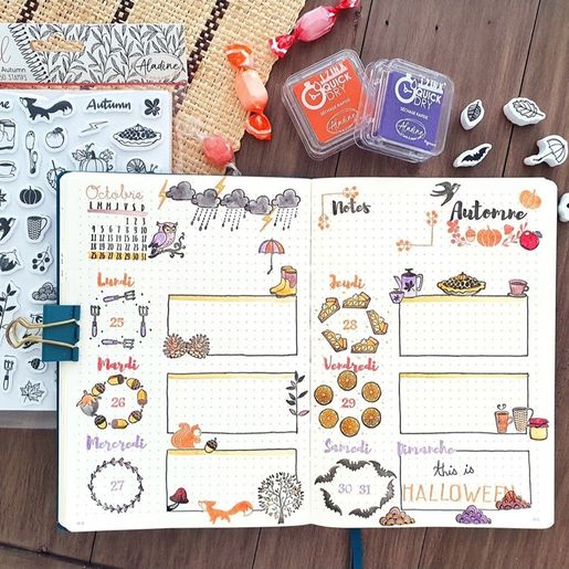 Diářová razítka Aladine Stampo Bullet Journal, 50 ks - Podzim