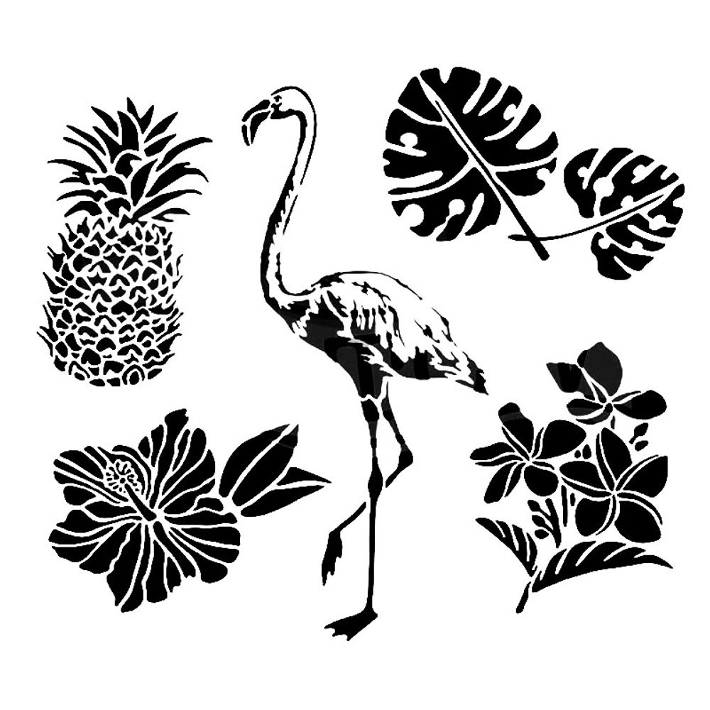 The Crafter´s Workshop Šablona TCW - Tropical elements - VYBERTE VELIKOST - Šablona TCW 6"x6" (15,2x15,2 cm) - Tropical elements
