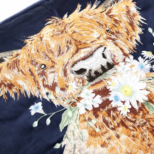 Vyšívaný polštář Wrendale Designs "Daisy Coo", 40x40 cm - Kráva