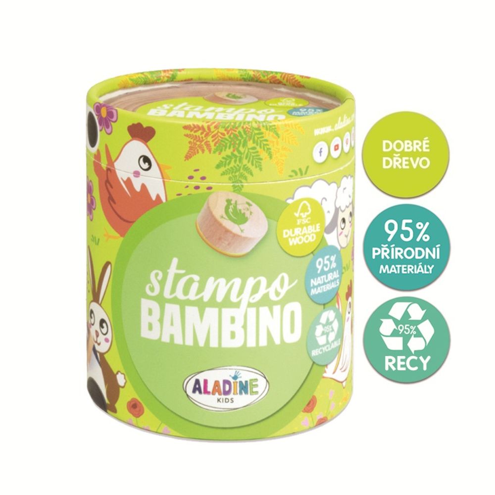 Levně Aladine Dětská dřevěná razítka Aladine Stampo Bambino, 8 ks - Farma