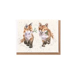 Dárková kartička Wrendale Designs "Glad Tidings We Bring" - Lišky, vánoční