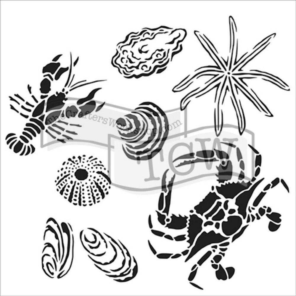 The Crafter´s Workshop Šablona TCW - Gulf Coast Creatures - VYBERTE VELIKOST - Šablona TCW 12"x12" (30,5x30,5 cm) - Gulf Coast Creatures
