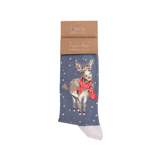 Pánské ponožky Wrendale Designs "All Wrapped Up" - Oslík, vánoční