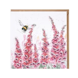 Přání Wrendale Designs "A Cottage Garden", 15x15 cm - Včelka