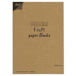 Sada jednobarevných papírů Mixed Kraft, A5, 60 l. - bílé, hnědé, černé