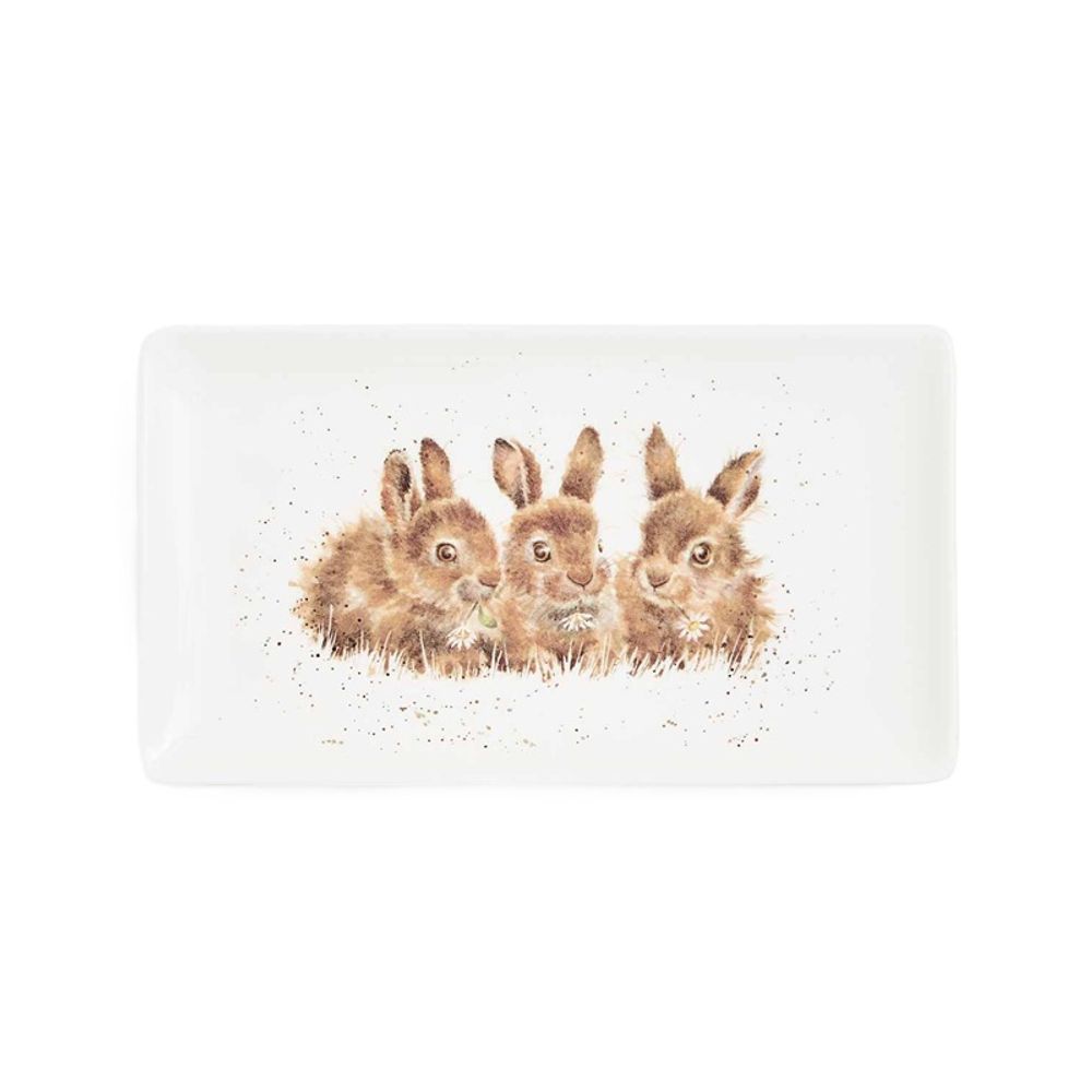 Levně Royal Worcester Porcelánový podnos Wrendale Designs "Daisy Chain", 20x11,5 cm - Králíci
