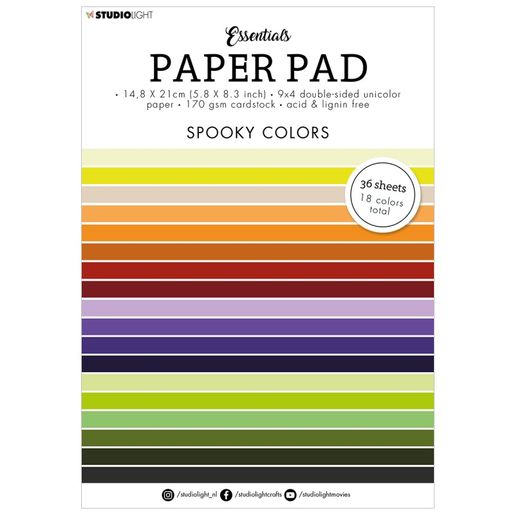 Blok barevných papírů Studio Light, A5, 36 l. - halloweenské barvy