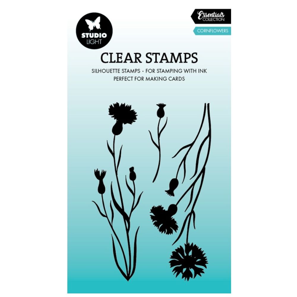 Gelová razítka Studio Light, 3 ks - Chrpy, siluety Aladine