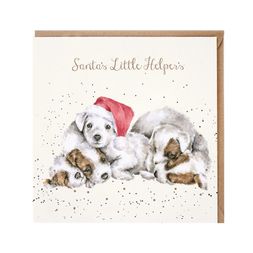 Přání Wrendale Designs "Santa's Little Helpers", 15x15 cm - Pejsci, vánoční
