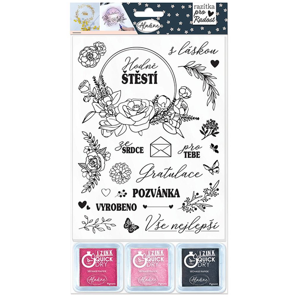 Levně Aladine Razítka Aladine Stamp with Love, 25 ks - Květiny a gratulace