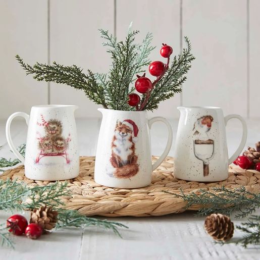 Vánoční porcelánový džbán na květiny Wrendale Designs "Festive Fox" - Liška