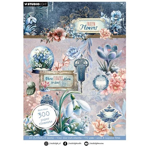 Blok s papírovými výseky Studio Light "Frozen Flowers", A5, 20 l.