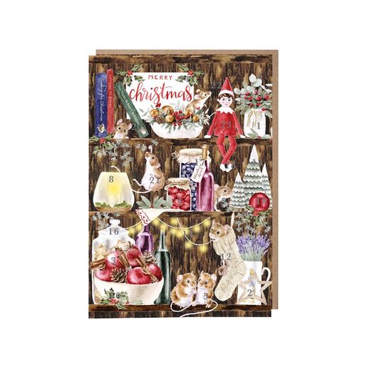Přání s adventním kalendářem Wrendale Designs "The Christmas Pantry", A5 - Myšky